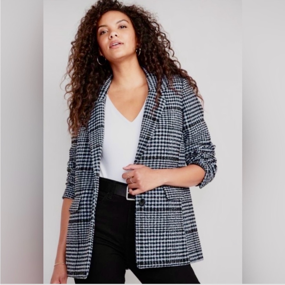 Old Navy Black/Blue Soft Tweed Houndstooth Blazer XS